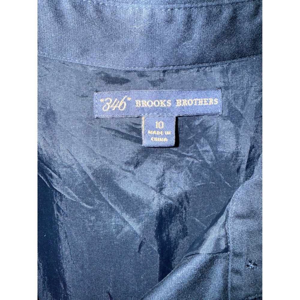 Brooks Brothers Dress Womens 10 Navy Blue Bird Embroidered Scallop Collar - Picture 3 of 7